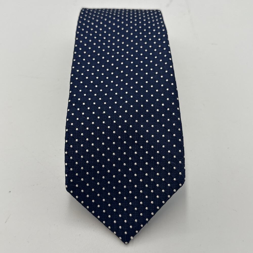 Tommy Hilfiger Mens 100% Silk Navy Dot Tie Slim Classic Blue Preppy Office 60x3